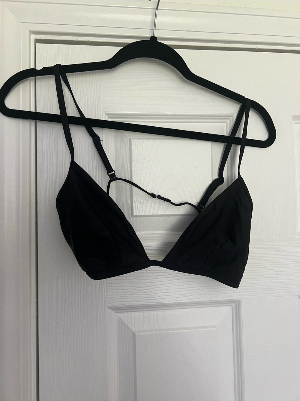 Good American Black Triangle Strappy Swimsuit Top